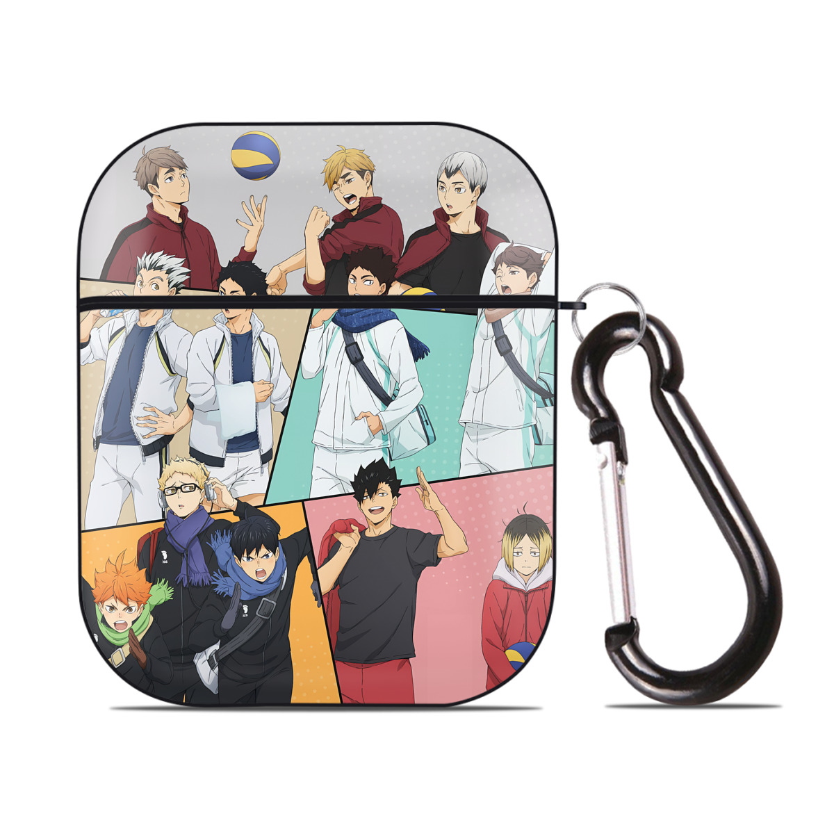 （画像用） ハイキュー!! Haikyu!! AirPods 第2世代保護ケース ハードシェル ブラック 耐衝撃・防指紋・カラビナ付き