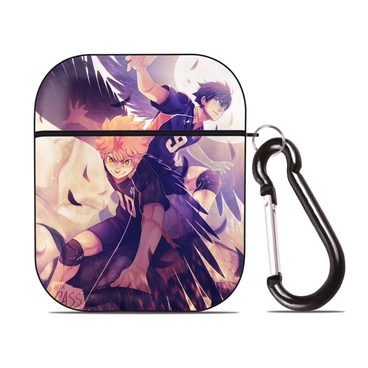 （画像用） ハイキュー!! Haikyu!! AirPods 第2世代保護ケース ハードシェル ブラック 耐衝撃・防指紋・カラビナ付き