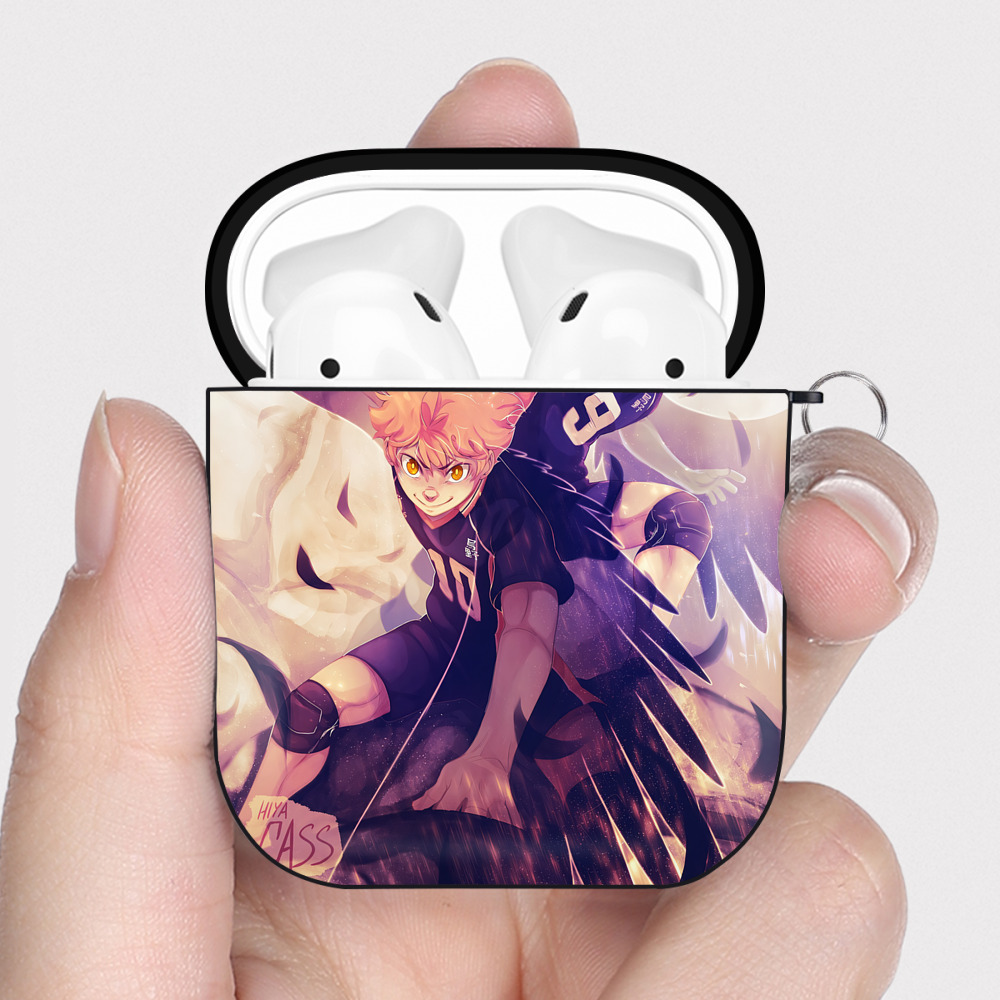 （画像用） ハイキュー!! Haikyu!! AirPods 第2世代保護ケース ハードシェル ブラック 耐衝撃・防指紋・カラビナ付き
