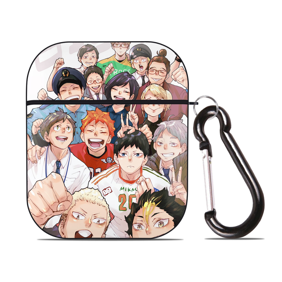 （画像用） ハイキュー!! Haikyu!! AirPods 第2世代保護ケース ハードシェル ブラック 耐衝撃・防指紋・カラビナ付き