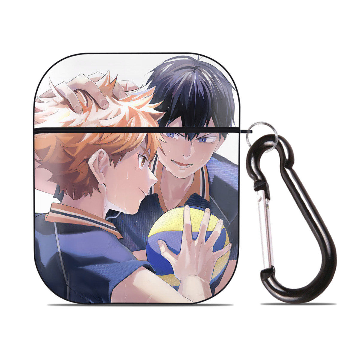（画像用） ハイキュー!! Haikyu!! AirPods 第2世代保護ケース ハードシェル ブラック 耐衝撃・防指紋・カラビナ付き