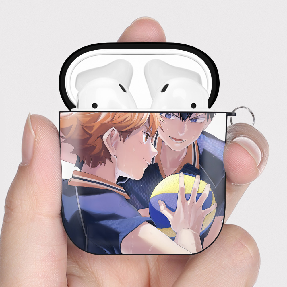 （画像用） ハイキュー!! Haikyu!! AirPods 第2世代保護ケース ハードシェル ブラック 耐衝撃・防指紋・カラビナ付き