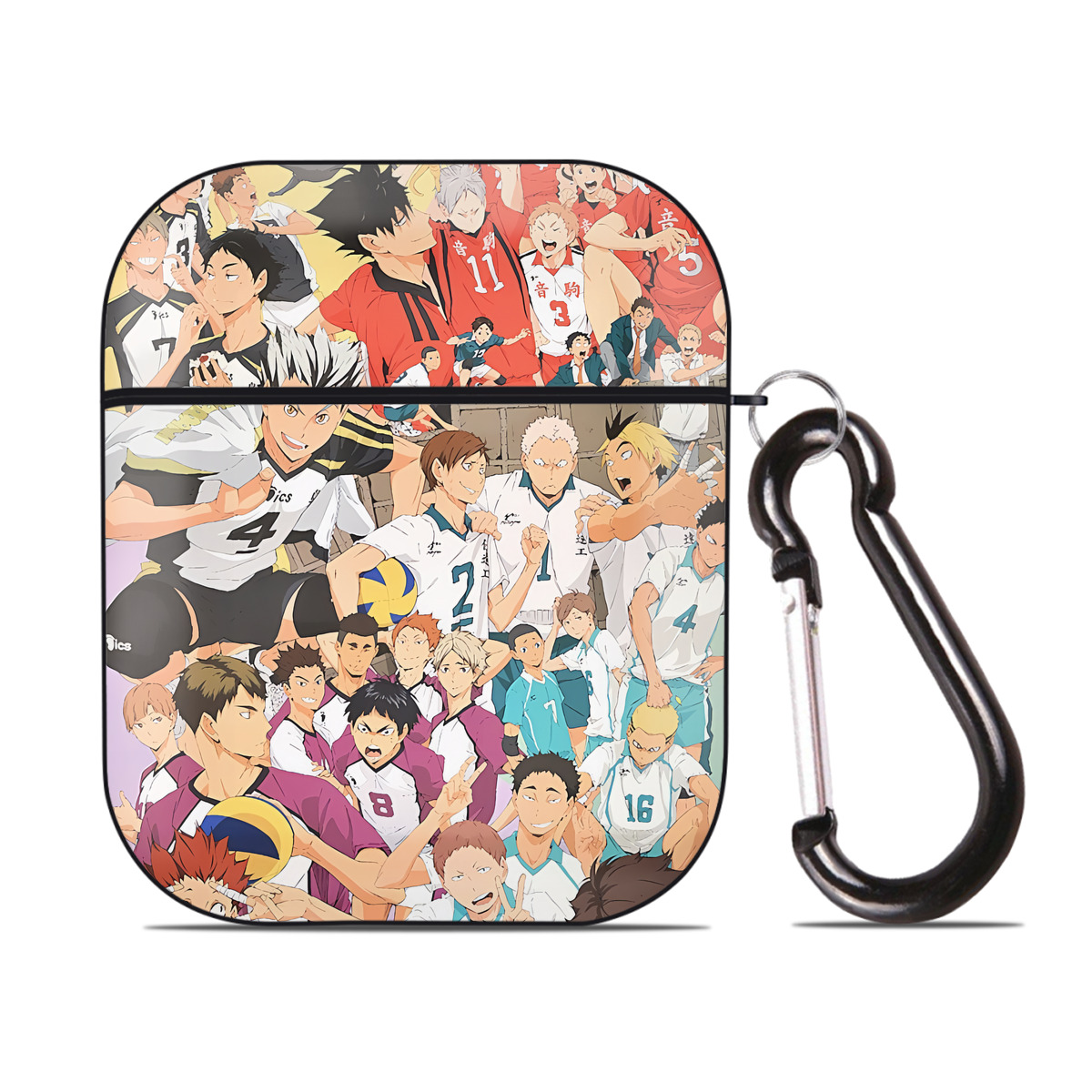 （画像用） ハイキュー!! Haikyu!! AirPods 第2世代保護ケース ハードシェル ブラック 耐衝撃・防指紋・カラビナ付き