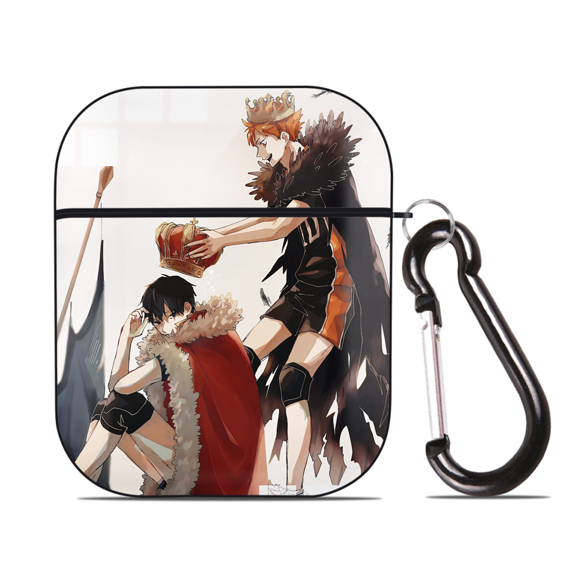 （画像用） ハイキュー!! Haikyu!! AirPods 第2世代保護ケース ハードシェル ブラック 耐衝撃・防指紋・カラビナ付き