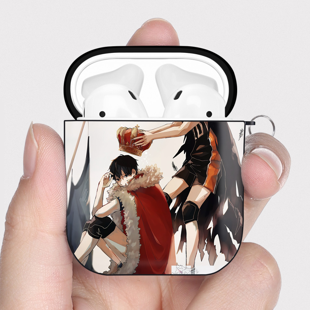 （画像用） ハイキュー!! Haikyu!! AirPods 第2世代保護ケース ハードシェル ブラック 耐衝撃・防指紋・カラビナ付き