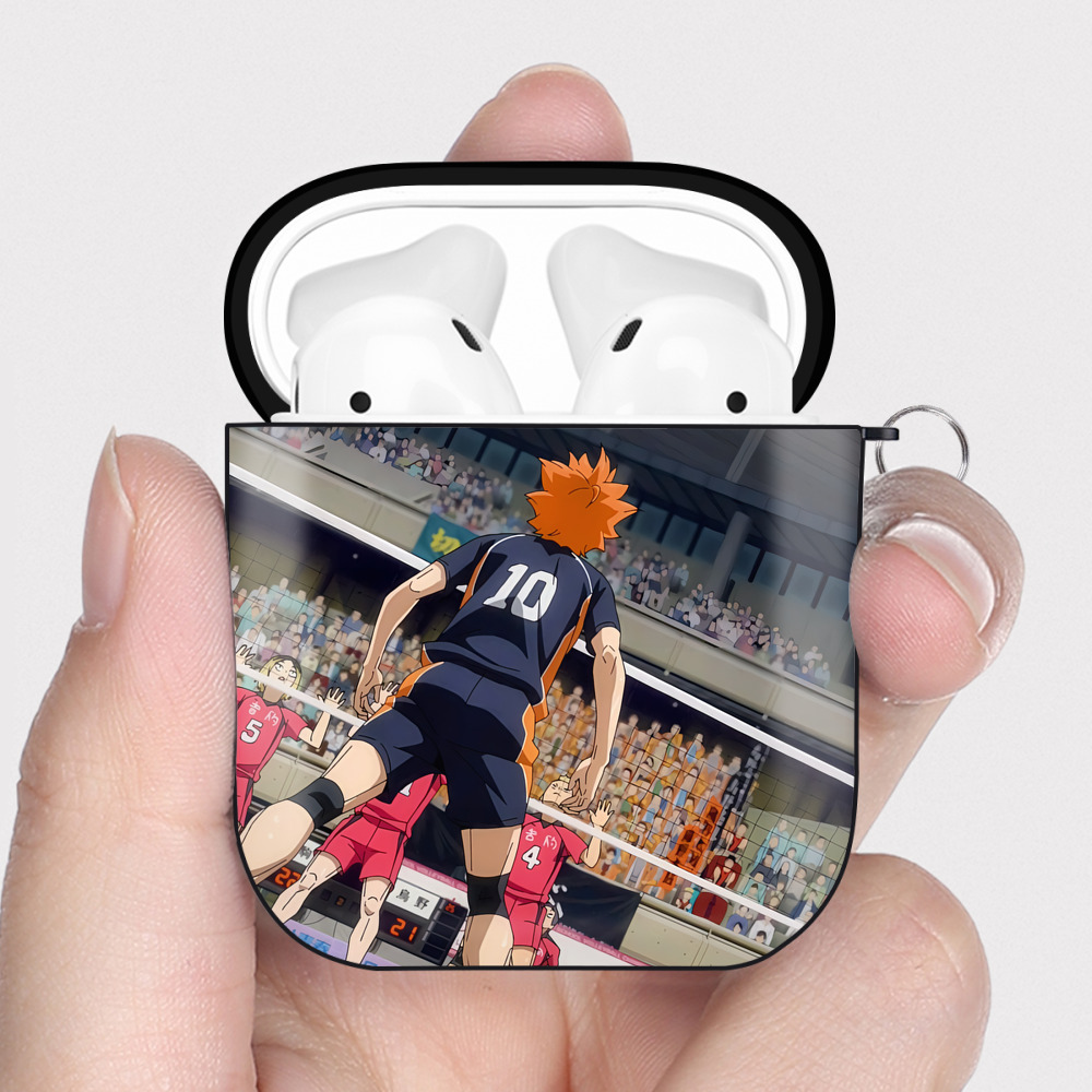 （画像用） ハイキュー!! Haikyu!! AirPods 第2世代保護ケース ハードシェル ブラック 耐衝撃・防指紋・カラビナ付き
