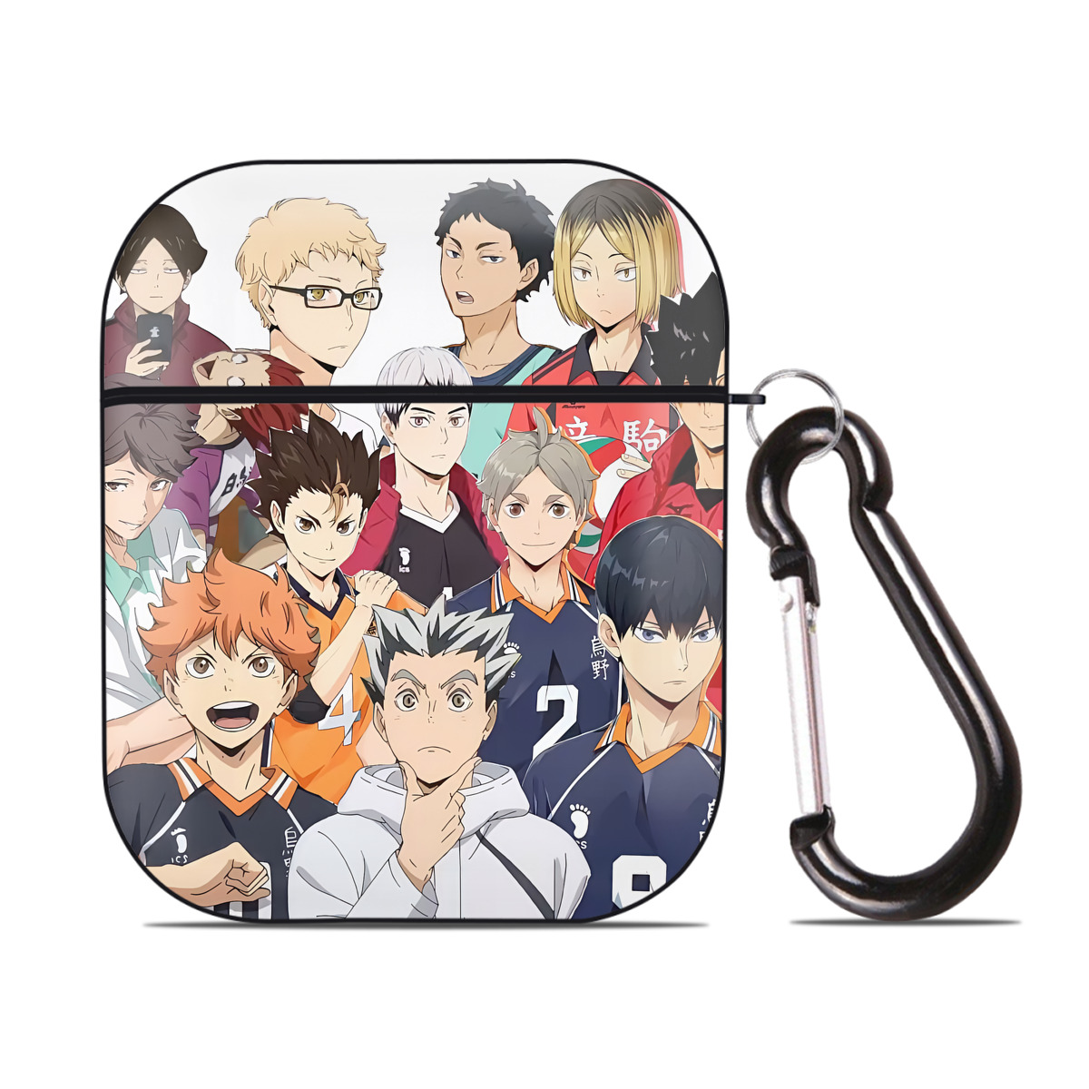 （画像用） ハイキュー!! Haikyu!! AirPods 第2世代保護ケース ハードシェル ブラック 耐衝撃・防指紋・カラビナ付き