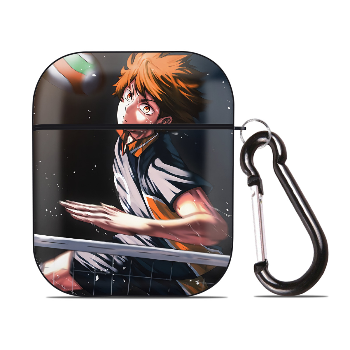 （画像用） ハイキュー!! Haikyu!! AirPods 第2世代保護ケース ハードシェル ブラック 耐衝撃・防指紋・カラビナ付き