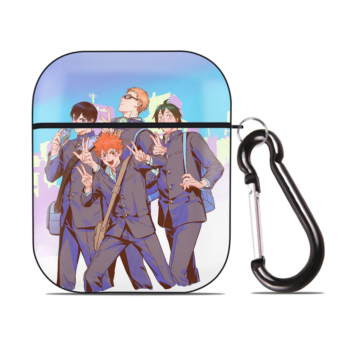（画像用） ハイキュー!! Haikyu!! AirPods 第2世代保護ケース ハードシェル ブラック 耐衝撃・防指紋・カラビナ付き
