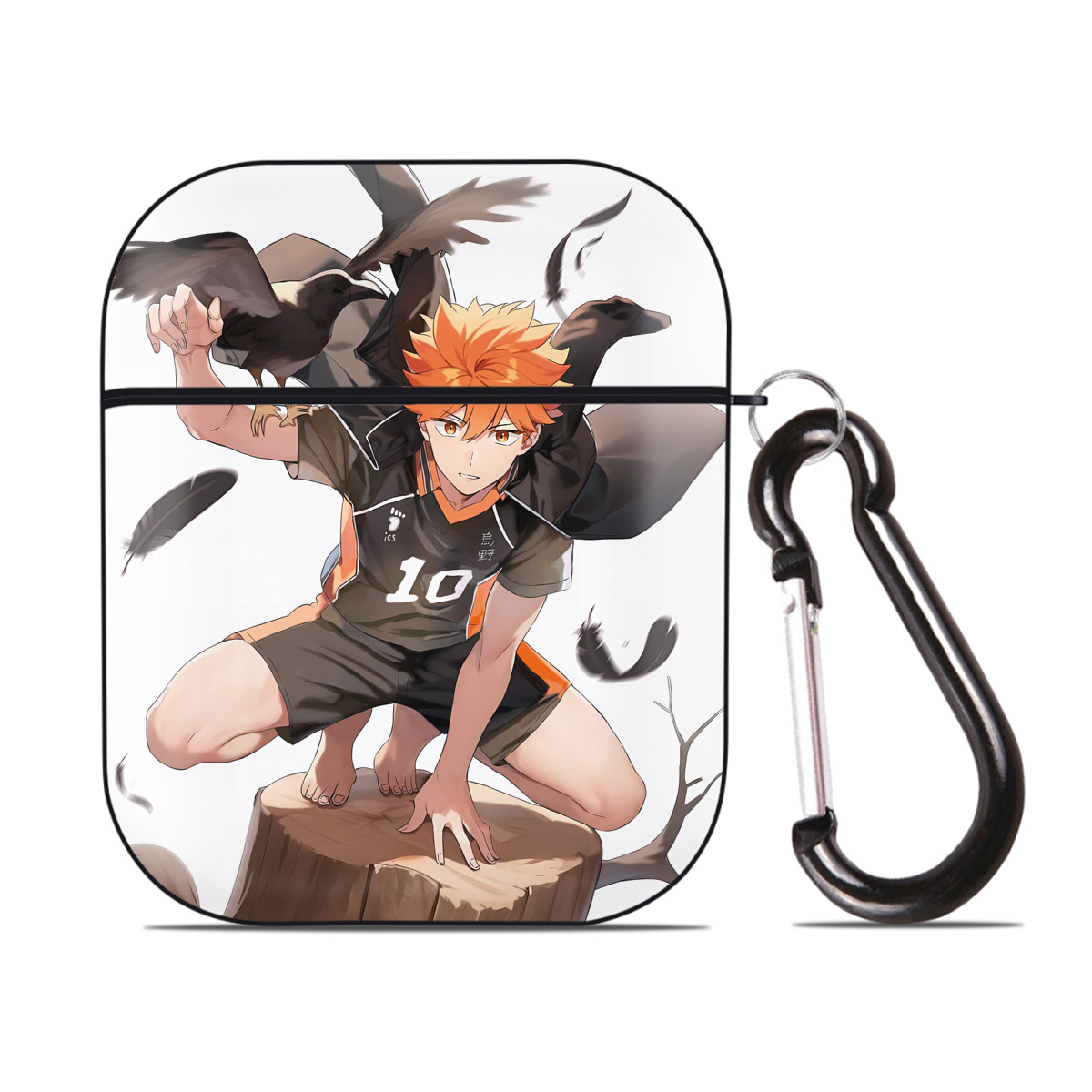 （画像用） ハイキュー!! Haikyu!! AirPods 第2世代保護ケース ハードシェル ブラック 耐衝撃・防指紋・カラビナ付き