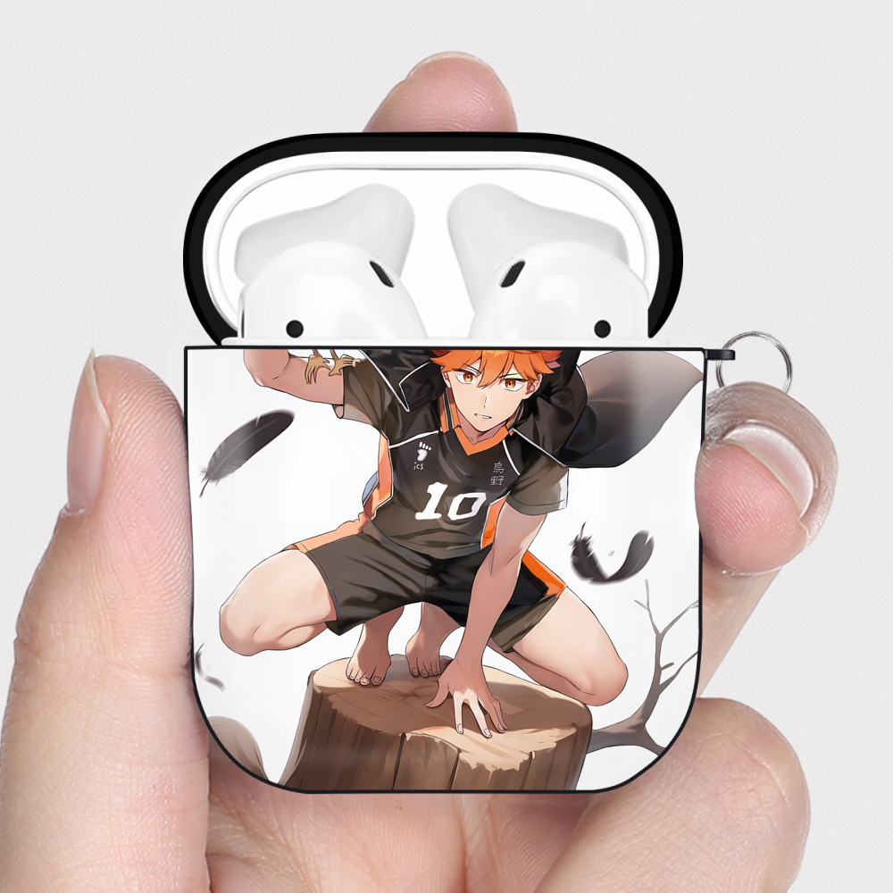 （画像用） ハイキュー!! Haikyu!! AirPods 第2世代保護ケース ハードシェル ブラック 耐衝撃・防指紋・カラビナ付き