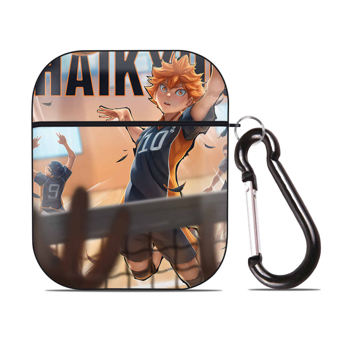 （画像用） ハイキュー!! Haikyu!! AirPods 第2世代保護ケース ハードシェル ブラック 耐衝撃・防指紋・カラビナ付き