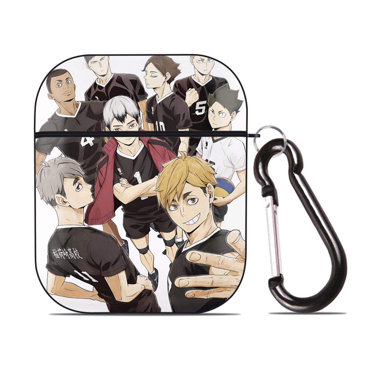 （画像用） ハイキュー!! Haikyu!! AirPods 第2世代保護ケース ハードシェル ブラック 耐衝撃・防指紋・カラビナ付き