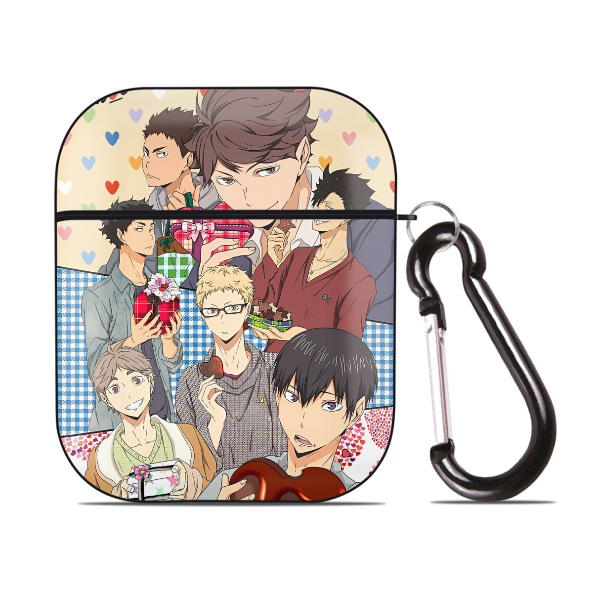 （画像用） ハイキュー!! Haikyu!! AirPods 第2世代保護ケース ハードシェル ブラック 耐衝撃・防指紋・カラビナ付き