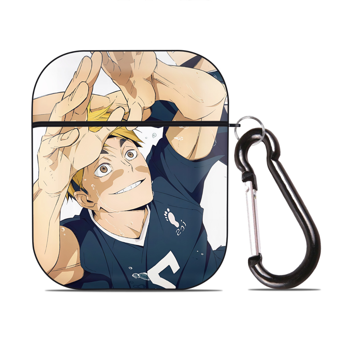 （画像用） ハイキュー!! Haikyu!! AirPods 第2世代保護ケース ハードシェル ブラック 耐衝撃・防指紋・カラビナ付き