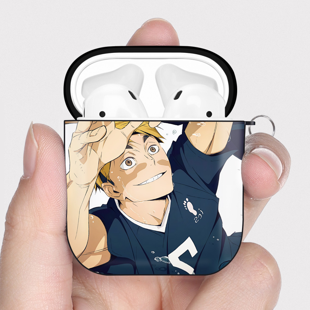（画像用） ハイキュー!! Haikyu!! AirPods 第2世代保護ケース ハードシェル ブラック 耐衝撃・防指紋・カラビナ付き