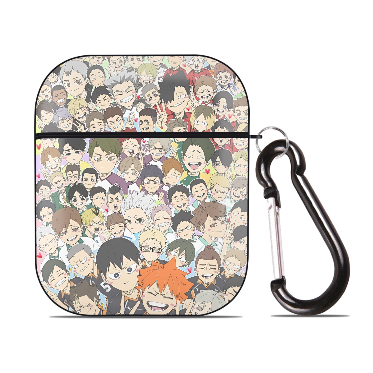 （画像用） ハイキュー!! Haikyu!! AirPods 第2世代保護ケース ハードシェル ブラック 耐衝撃・防指紋・カラビナ付き