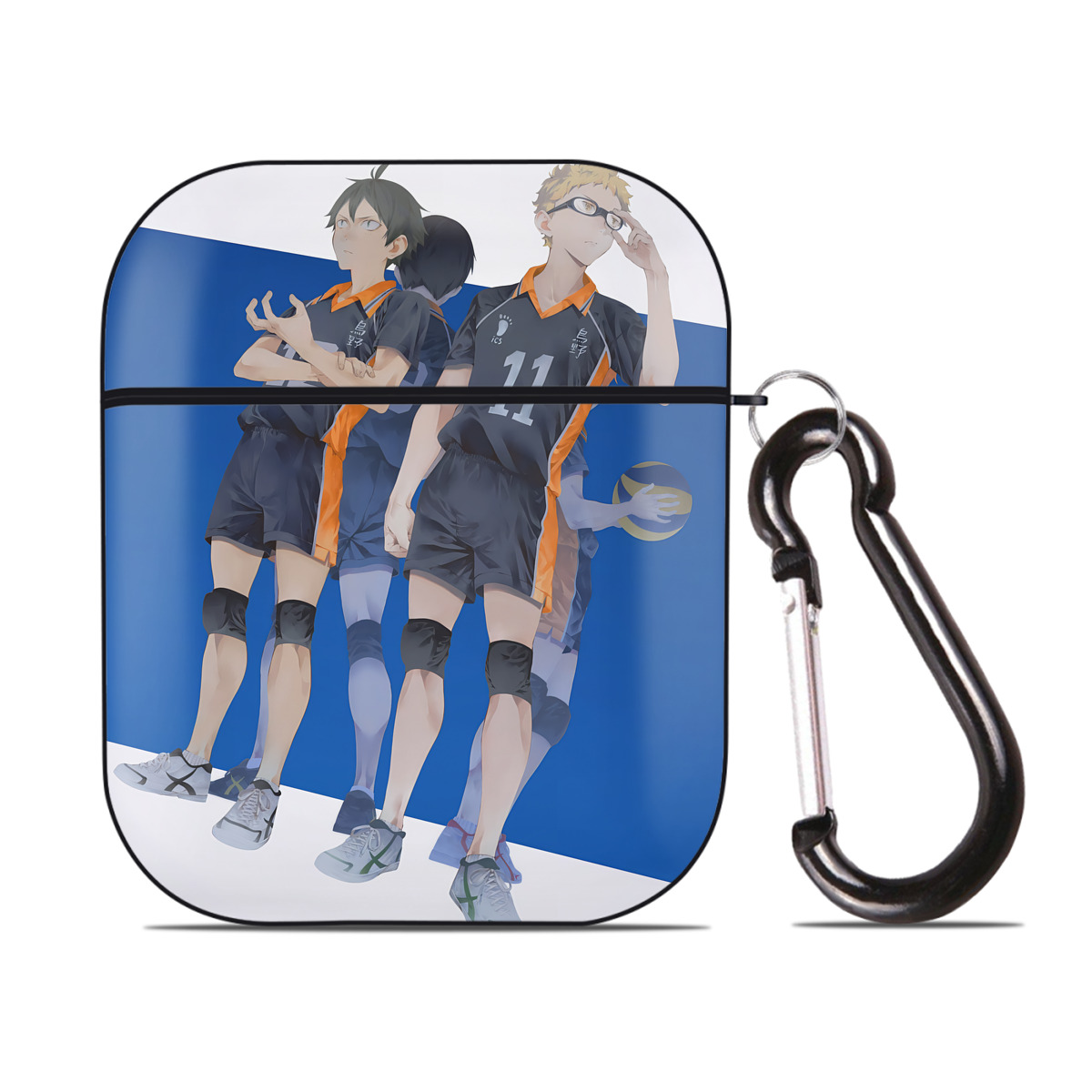 （画像用） ハイキュー!! Haikyu!! AirPods 第2世代保護ケース ハードシェル ブラック 耐衝撃・防指紋・カラビナ付き