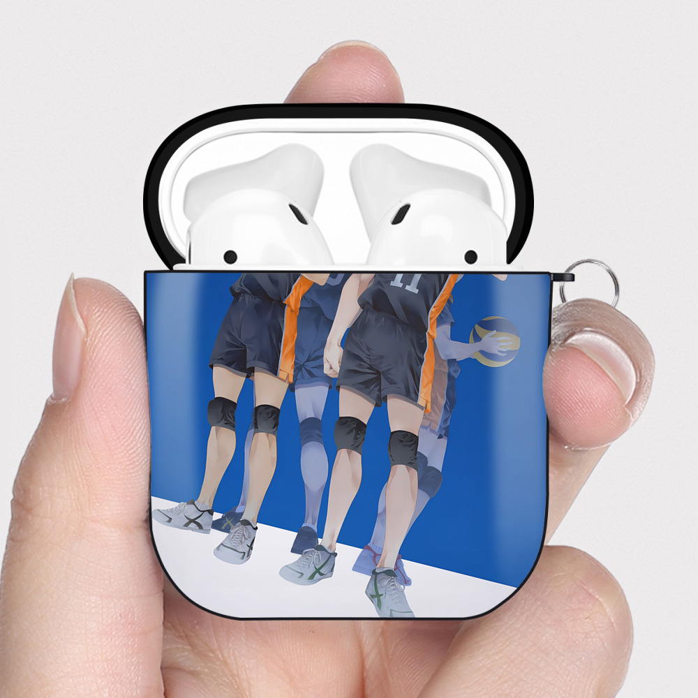 （画像用） ハイキュー!! Haikyu!! AirPods 第2世代保護ケース ハードシェル ブラック 耐衝撃・防指紋・カラビナ付き
