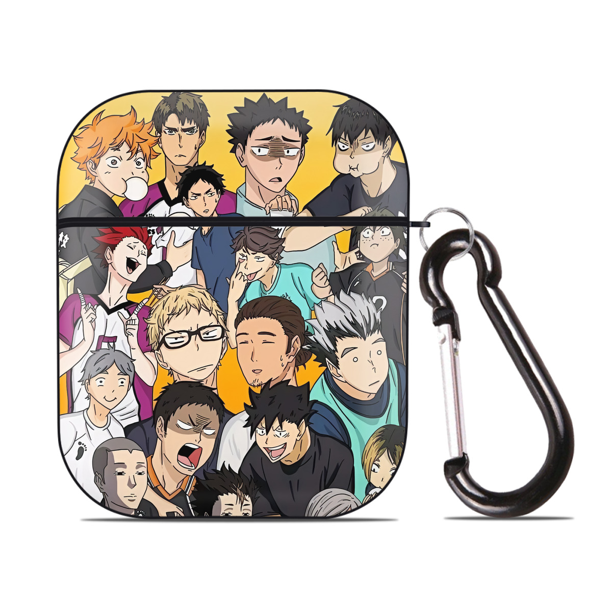 （画像用） ハイキュー!! Haikyu!! AirPods 第2世代保護ケース ハードシェル ブラック 耐衝撃・防指紋・カラビナ付き