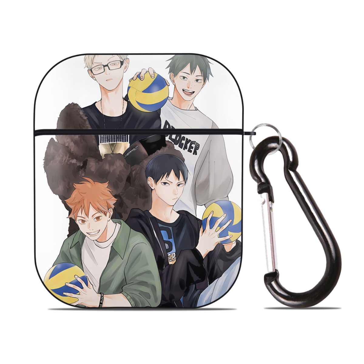 （画像用） ハイキュー!! Haikyu!! AirPods 第2世代保護ケース ハードシェル ブラック 耐衝撃・防指紋・カラビナ付き