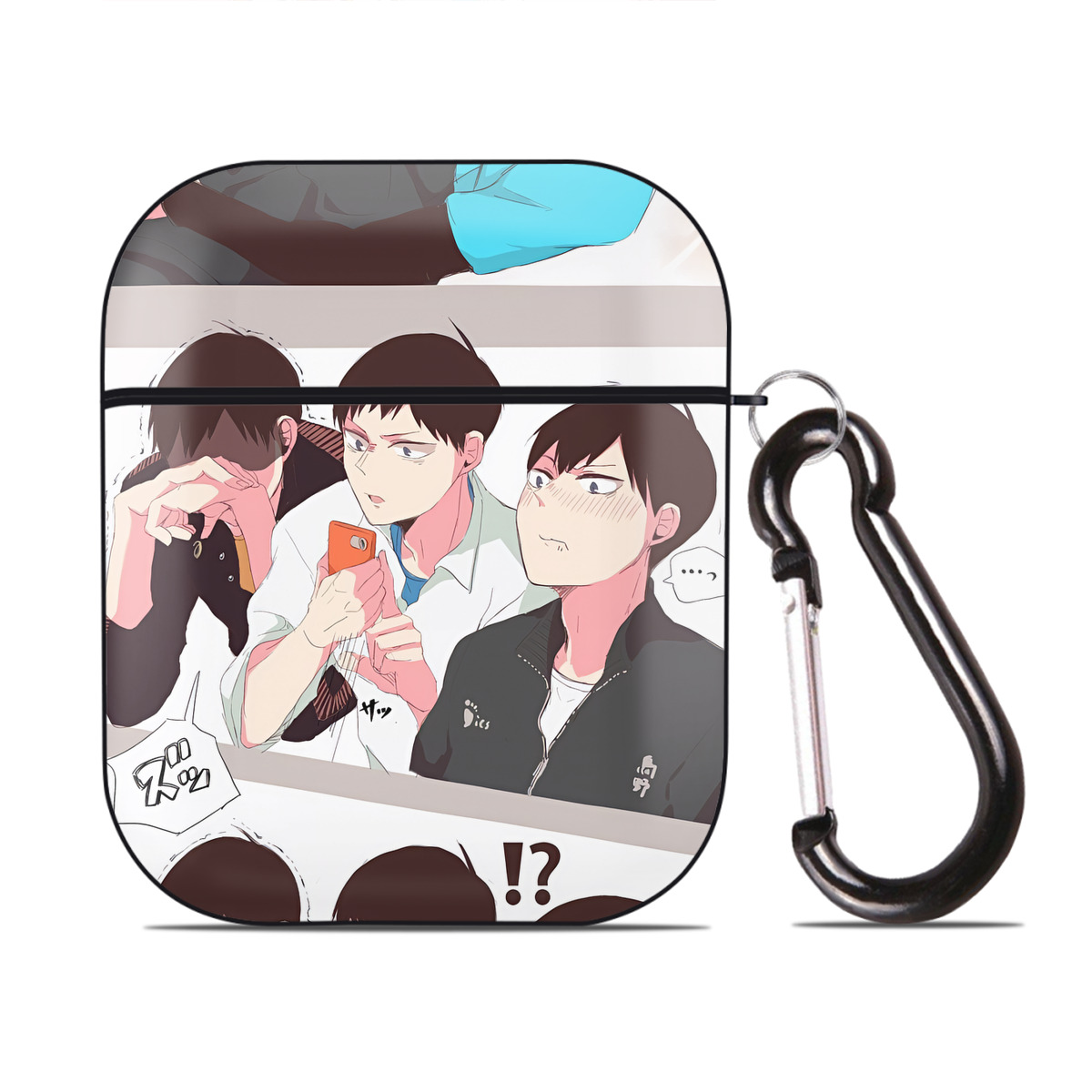 （画像用） ハイキュー!! Haikyu!! AirPods 第2世代保護ケース ハードシェル ブラック 耐衝撃・防指紋・カラビナ付き