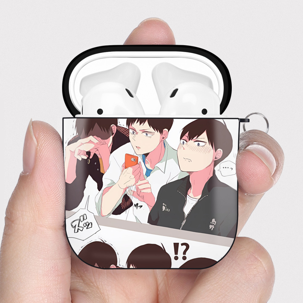 （画像用） ハイキュー!! Haikyu!! AirPods 第2世代保護ケース ハードシェル ブラック 耐衝撃・防指紋・カラビナ付き