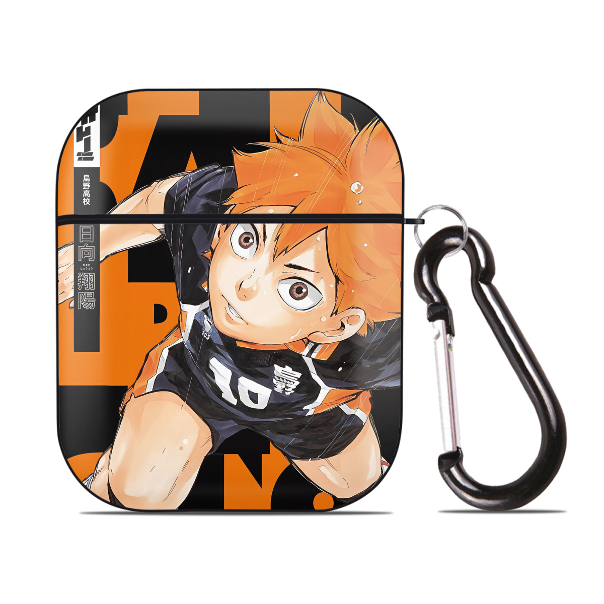 （画像用） ハイキュー!! Haikyu!! AirPods 第2世代保護ケース ハードシェル ブラック 耐衝撃・防指紋・カラビナ付き