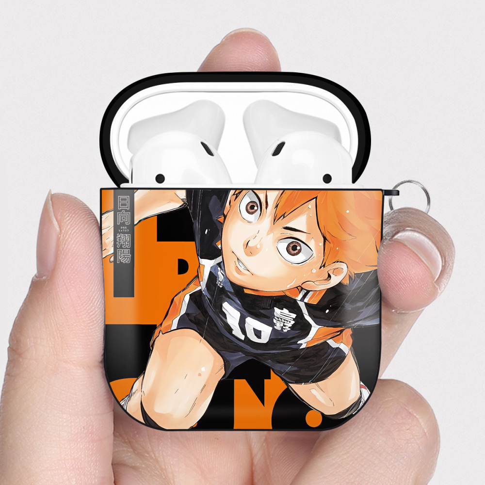 （画像用） ハイキュー!! Haikyu!! AirPods 第2世代保護ケース ハードシェル ブラック 耐衝撃・防指紋・カラビナ付き