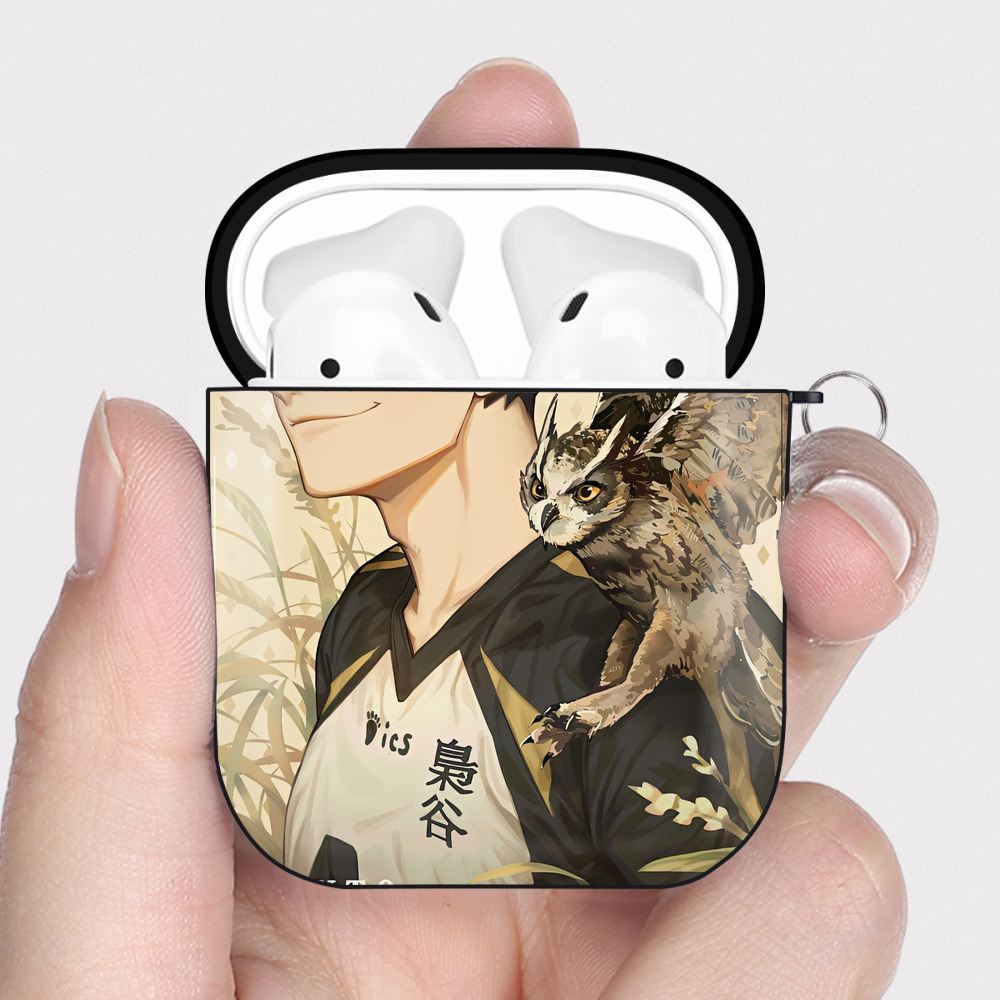 （画像用） ハイキュー!! Haikyu!! AirPods 第2世代保護ケース ハードシェル ブラック 耐衝撃・防指紋・カラビナ付き