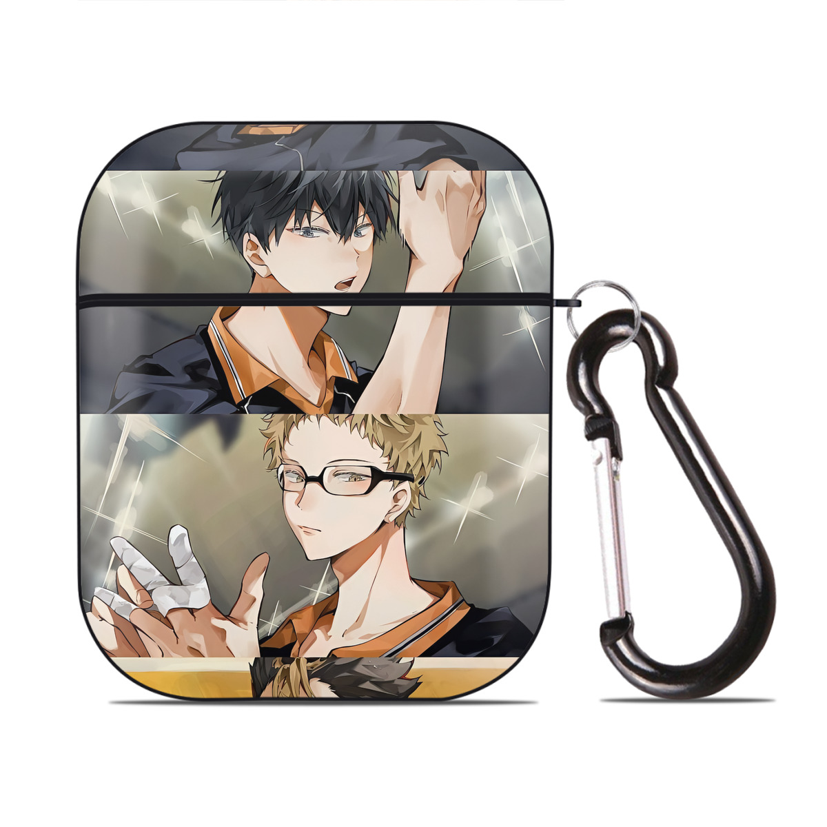 （画像用） ハイキュー!! Haikyu!! AirPods 第2世代保護ケース ハードシェル ブラック 耐衝撃・防指紋・カラビナ付き