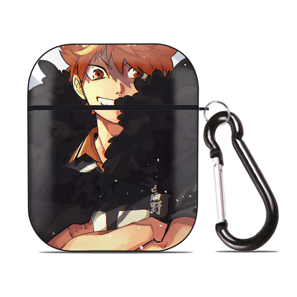（画像用） ハイキュー!! Haikyu!! AirPods 第2世代保護ケース ハードシェル ブラック 耐衝撃・防指紋・カラビナ付き
