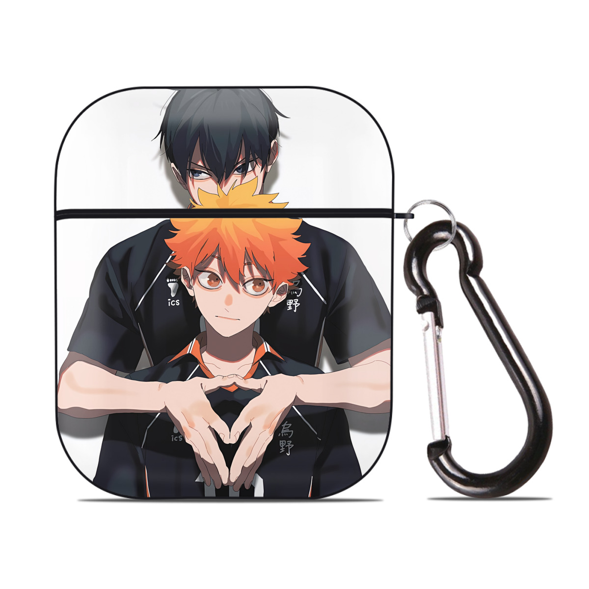 （画像用） ハイキュー!! Haikyu!! AirPods 第2世代保護ケース ハードシェル ブラック 耐衝撃・防指紋・カラビナ付き