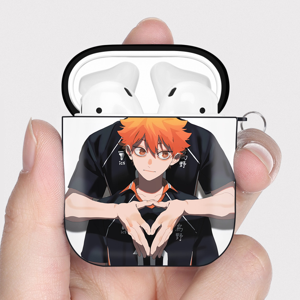 （画像用） ハイキュー!! Haikyu!! AirPods 第2世代保護ケース ハードシェル ブラック 耐衝撃・防指紋・カラビナ付き