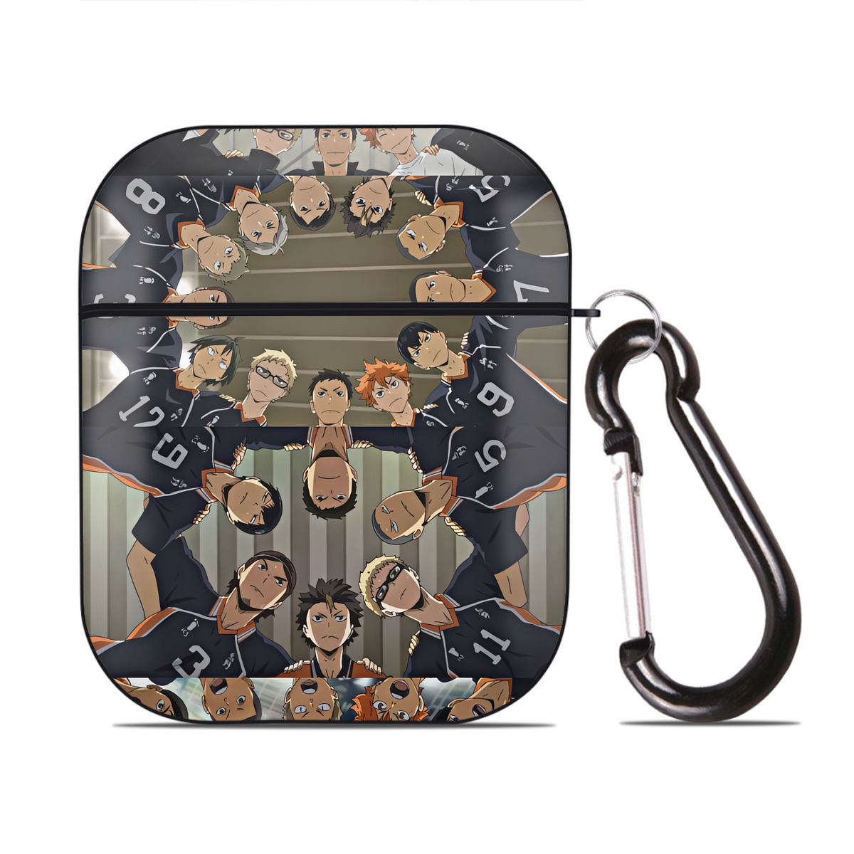 （画像用） ハイキュー!! Haikyu!! AirPods 第2世代保護ケース ハードシェル ブラック 耐衝撃・防指紋・カラビナ付き