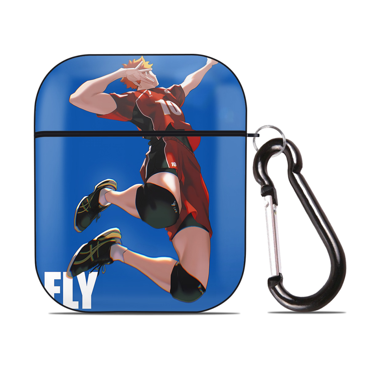 （画像用） ハイキュー!! Haikyu!! AirPods 第2世代保護ケース ハードシェル ブラック 耐衝撃・防指紋・カラビナ付き