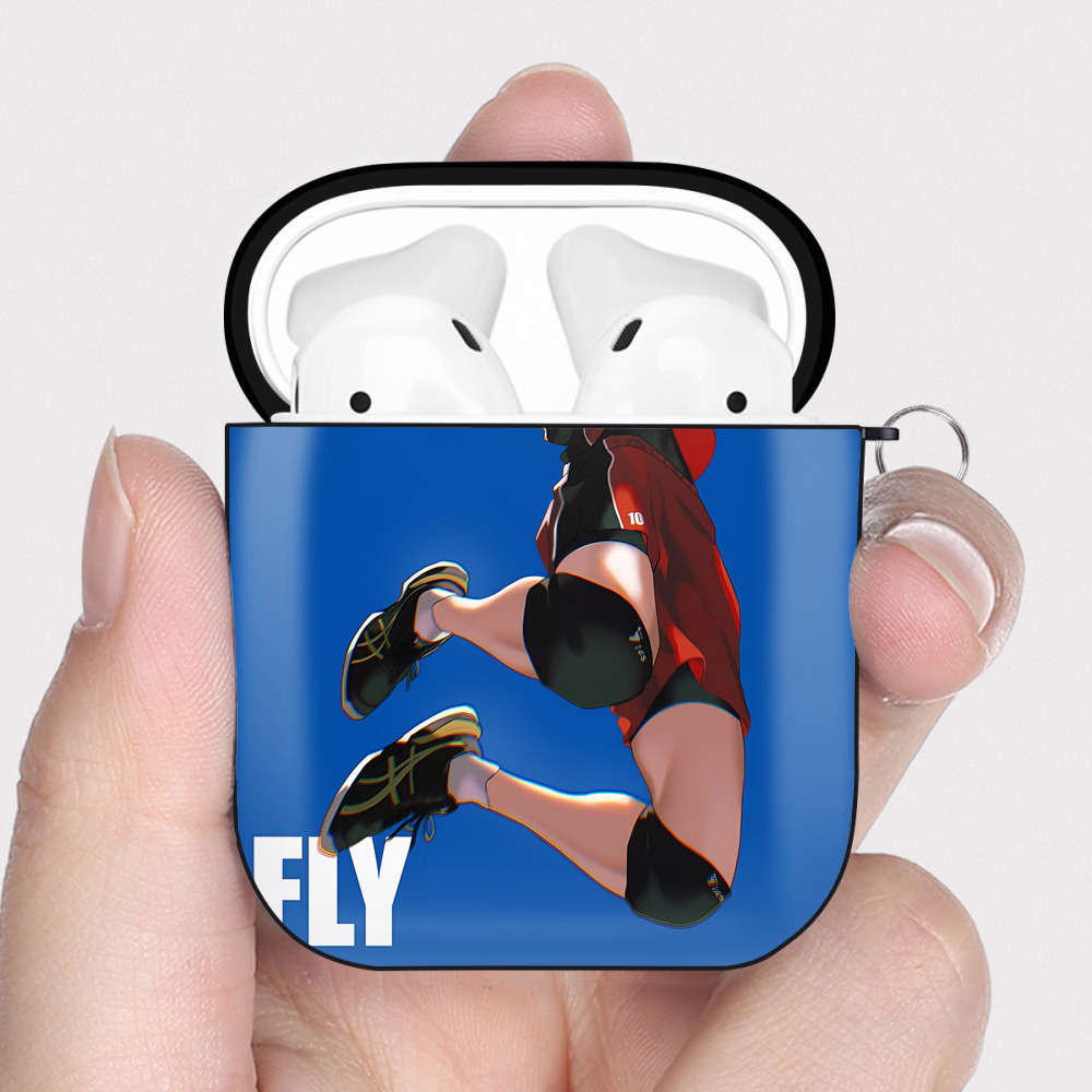 （画像用） ハイキュー!! Haikyu!! AirPods 第2世代保護ケース ハードシェル ブラック 耐衝撃・防指紋・カラビナ付き