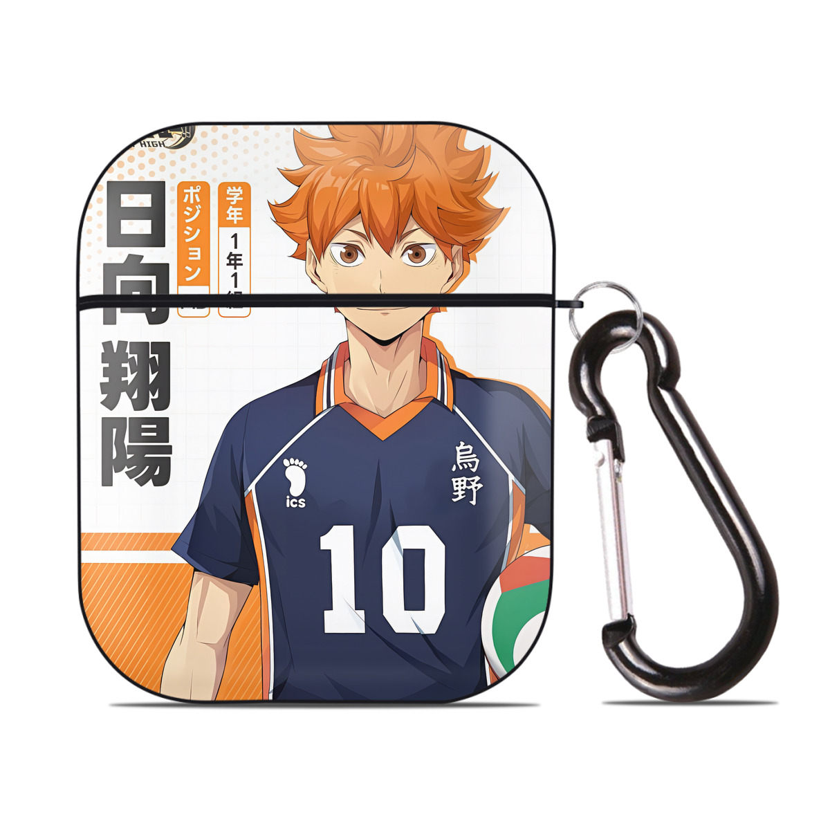 （画像用） ハイキュー!! Haikyu!! AirPods 第2世代保護ケース ハードシェル ブラック 耐衝撃・防指紋・カラビナ付き