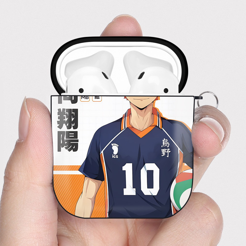 （画像用） ハイキュー!! Haikyu!! AirPods 第2世代保護ケース ハードシェル ブラック 耐衝撃・防指紋・カラビナ付き