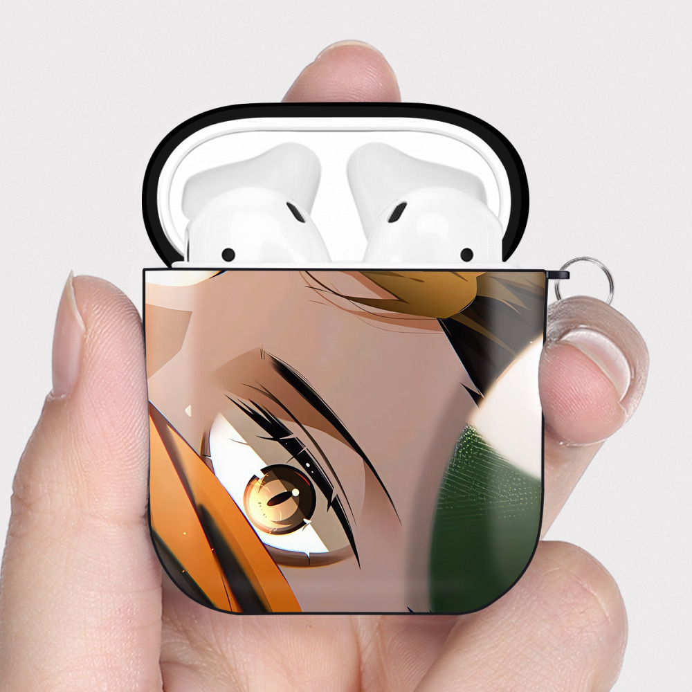 （画像用） ハイキュー!! Haikyu!! AirPods 第2世代保護ケース ハードシェル ブラック 耐衝撃・防指紋・カラビナ付き