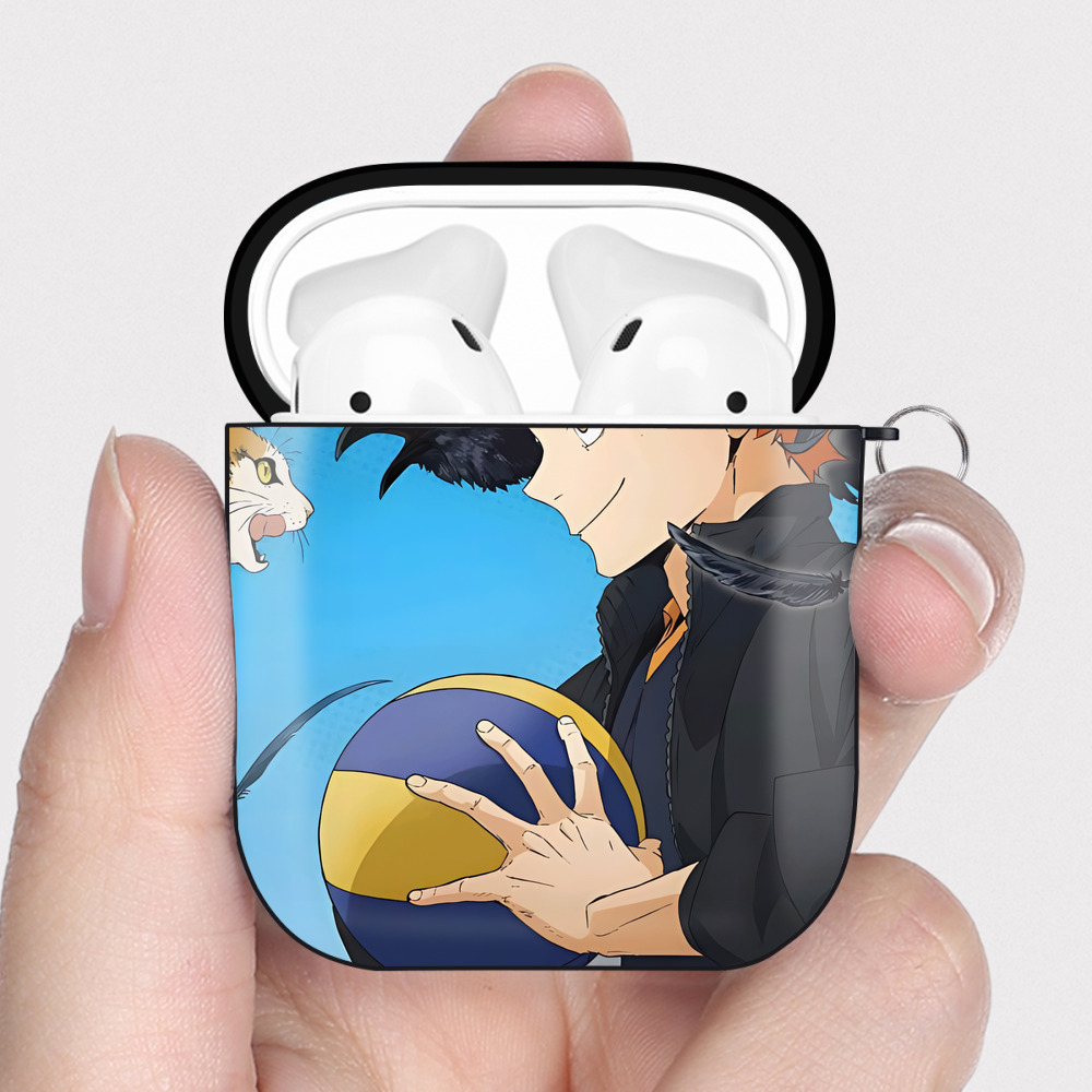 （画像用） ハイキュー!! Haikyu!! AirPods 第2世代保護ケース ハードシェル ブラック 耐衝撃・防指紋・カラビナ付き
