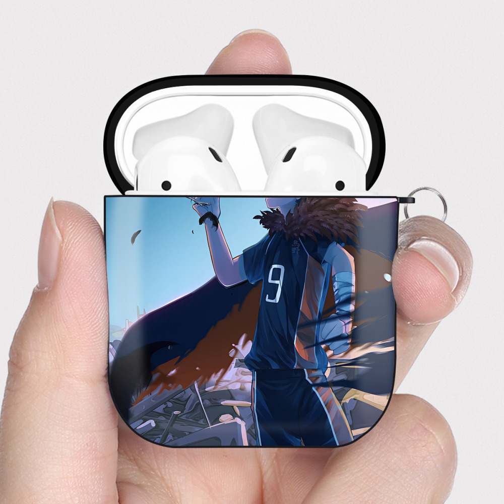 （画像用） ハイキュー!! Haikyu!! AirPods 第2世代保護ケース ハードシェル ブラック 耐衝撃・防指紋・カラビナ付き
