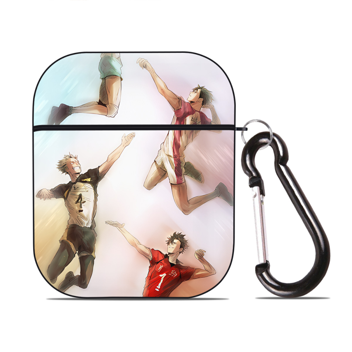 （画像用） ハイキュー!! Haikyu!! AirPods 第2世代保護ケース ハードシェル ブラック 耐衝撃・防指紋・カラビナ付き