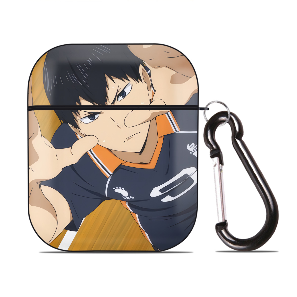 （画像用） ハイキュー!! Haikyu!! AirPods 第2世代保護ケース ハードシェル ブラック 耐衝撃・防指紋・カラビナ付き