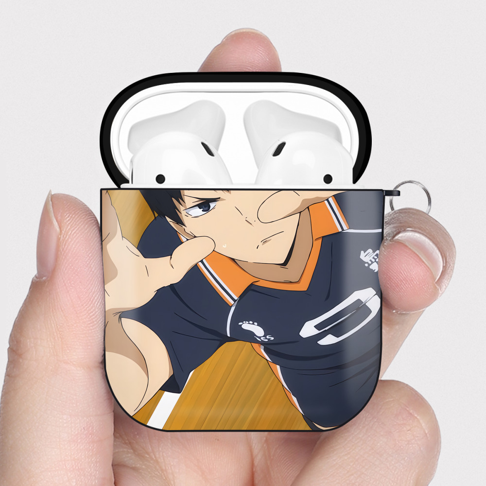 （画像用） ハイキュー!! Haikyu!! AirPods 第2世代保護ケース ハードシェル ブラック 耐衝撃・防指紋・カラビナ付き