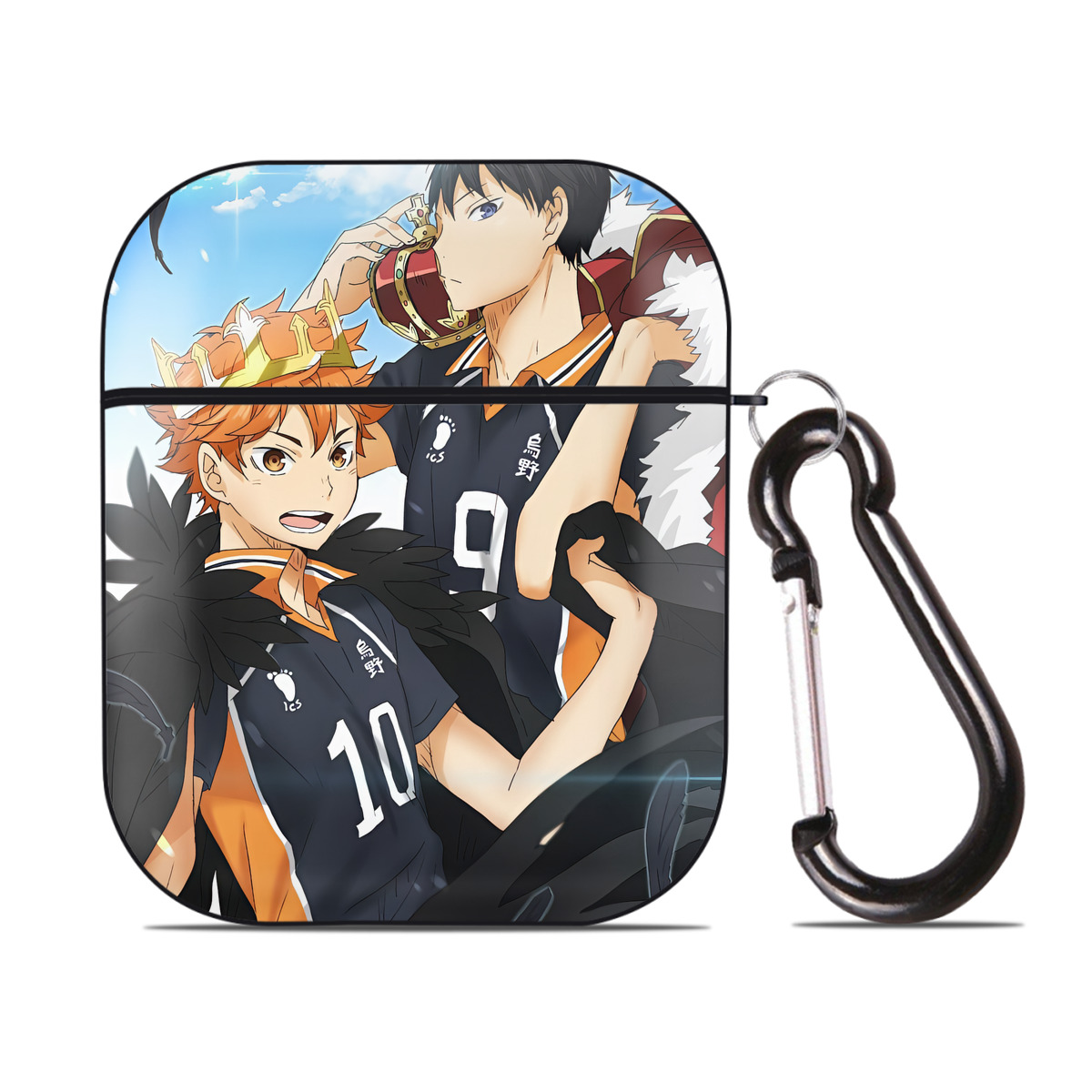（画像用） ハイキュー!! Haikyu!! AirPods 第2世代保護ケース ハードシェル ブラック 耐衝撃・防指紋・カラビナ付き
