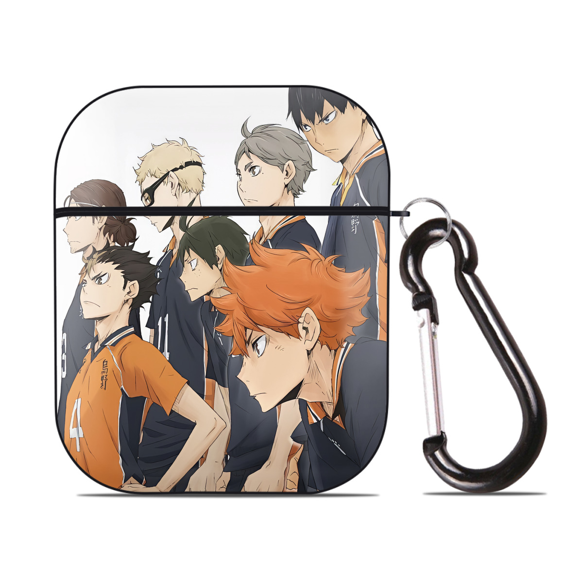 （画像用） ハイキュー!! Haikyu!! AirPods 第2世代保護ケース ハードシェル ブラック 耐衝撃・防指紋・カラビナ付き