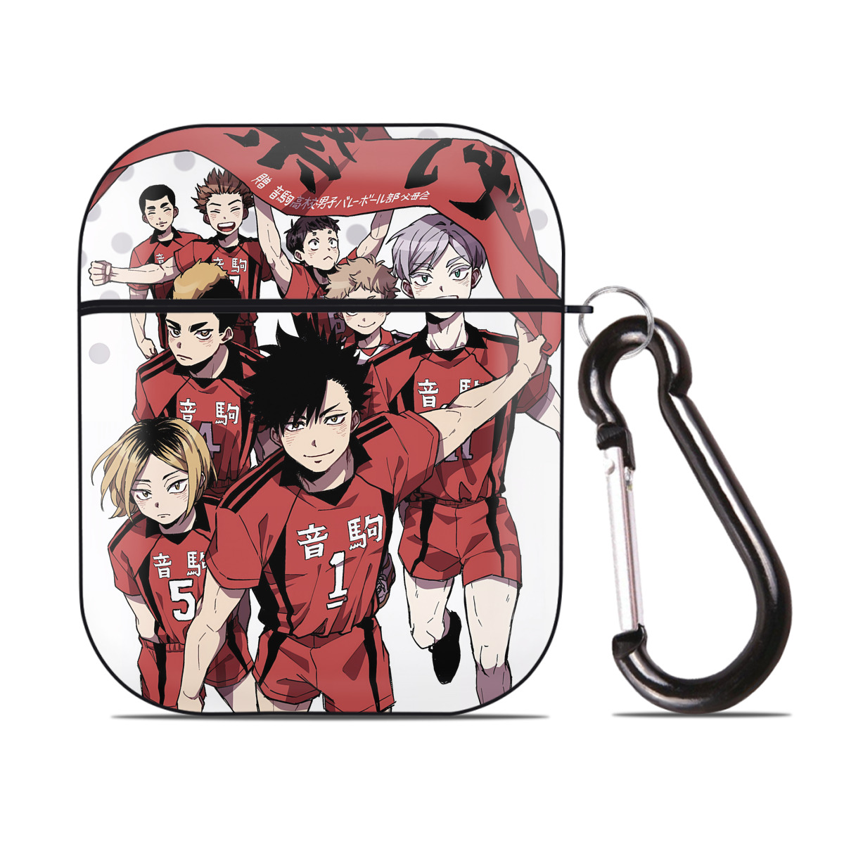 （画像用） ハイキュー!! Haikyu!! AirPods 第2世代保護ケース ハードシェル ブラック 耐衝撃・防指紋・カラビナ付き