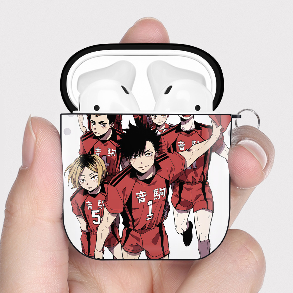 （画像用） ハイキュー!! Haikyu!! AirPods 第2世代保護ケース ハードシェル ブラック 耐衝撃・防指紋・カラビナ付き