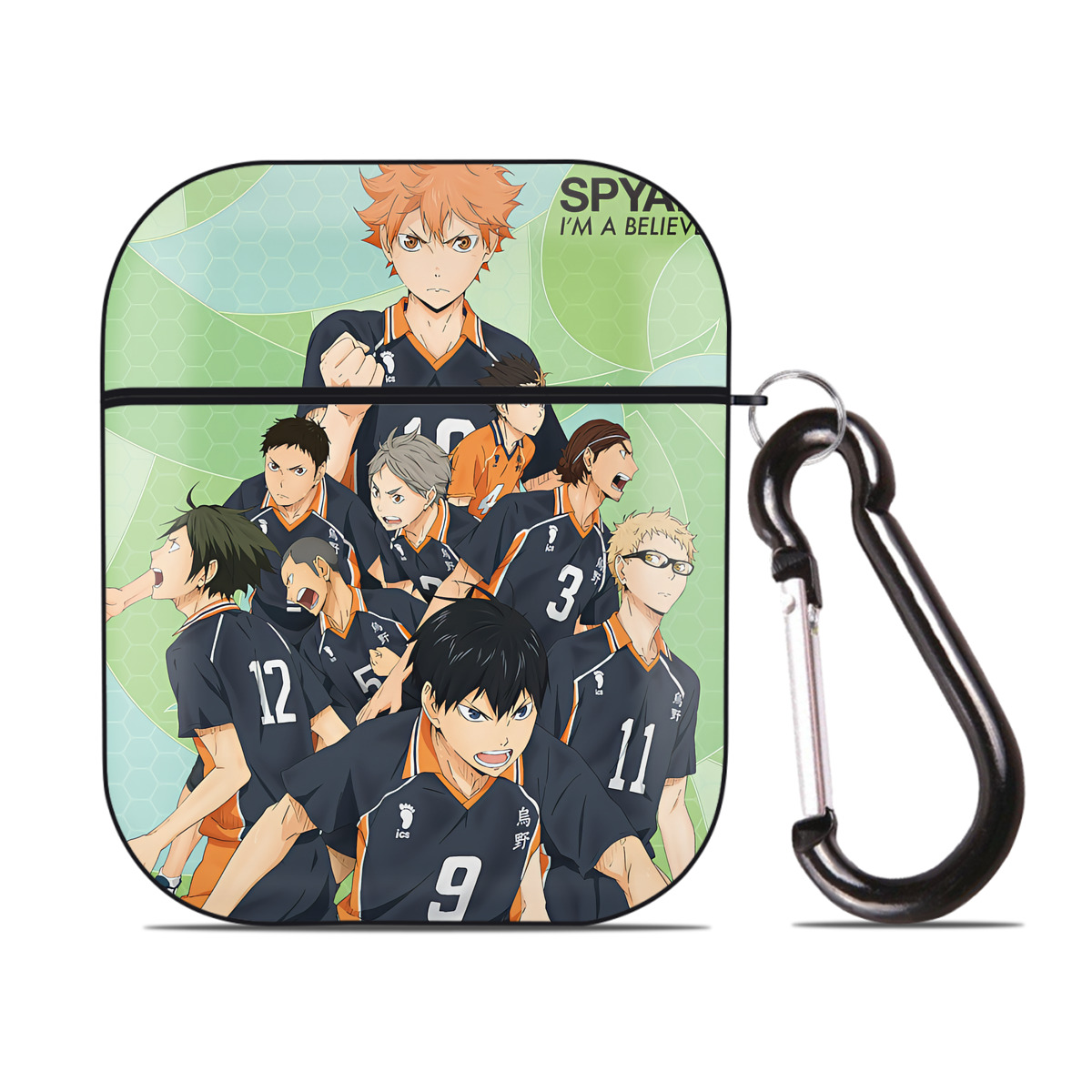 （画像用） ハイキュー!! Haikyu!! AirPods 第2世代保護ケース ハードシェル ブラック 耐衝撃・防指紋・カラビナ付き